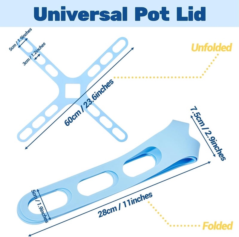 Dormercy 4-Hand Lid Latch, Silicone Lid Securing Strap Compatible with Crockpots, Camping Mat, Pots, Pans, Blue - Image 2